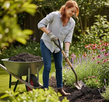 Using mulch to stop weeds