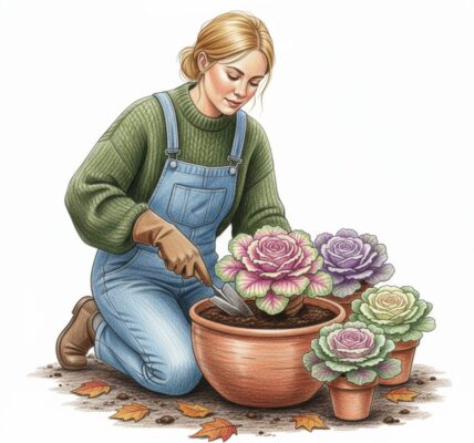 Planting ornamental cabbage for late seasonal interest