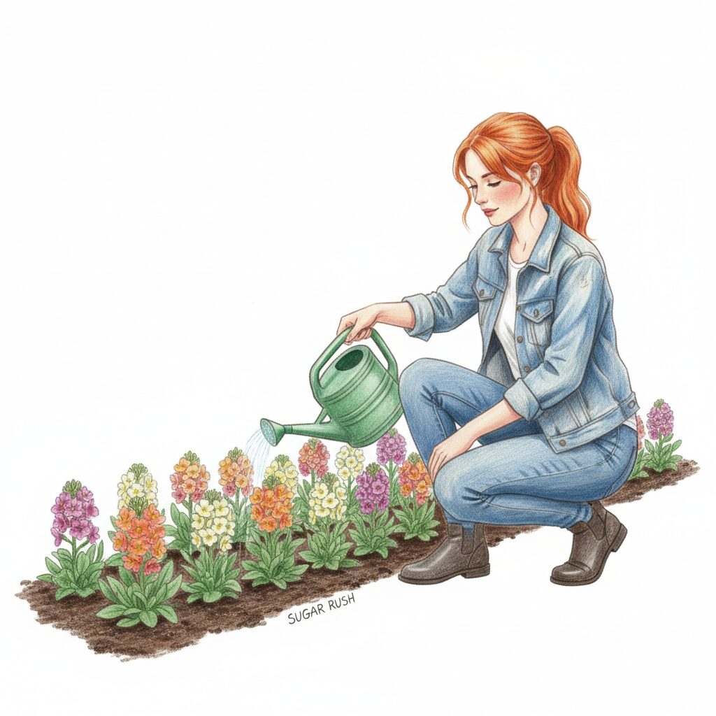 Planting out Sugar Rush wallflowers