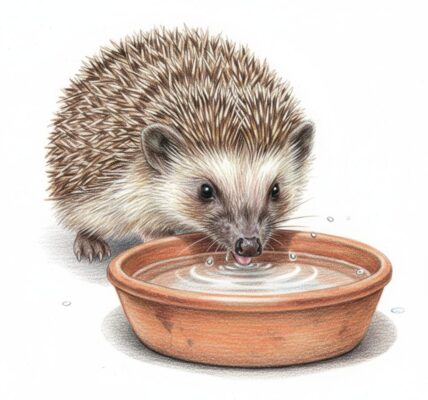 hedgehog drinking water