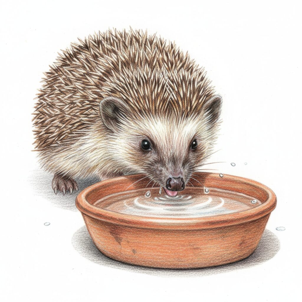 hedgehog drinking water