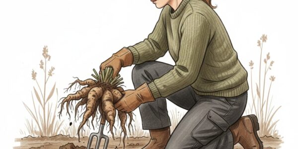 Lifting dahlia tubers