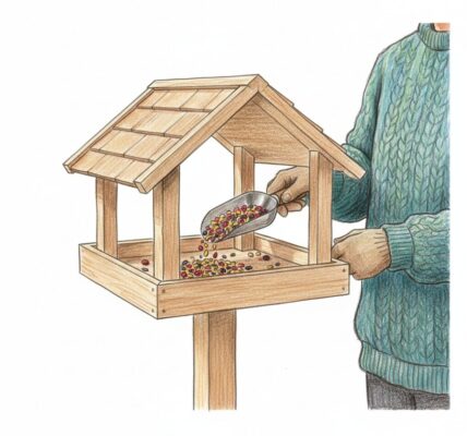 Feeding birds via a bird table