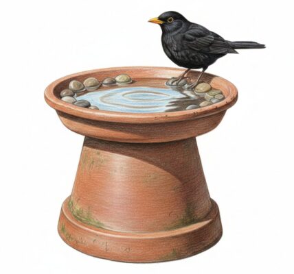 Handcrafted DIY bird bath