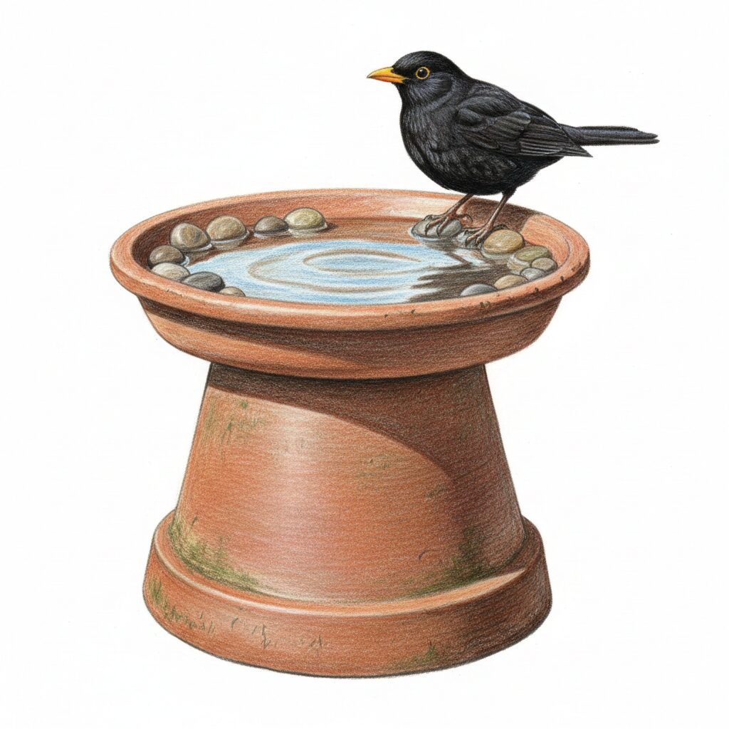 Handcrafted DIY bird bath