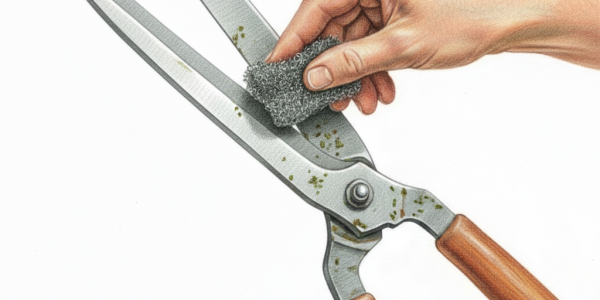 Cleaning garden shears