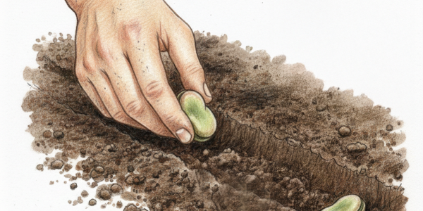 Planting broad beans in February