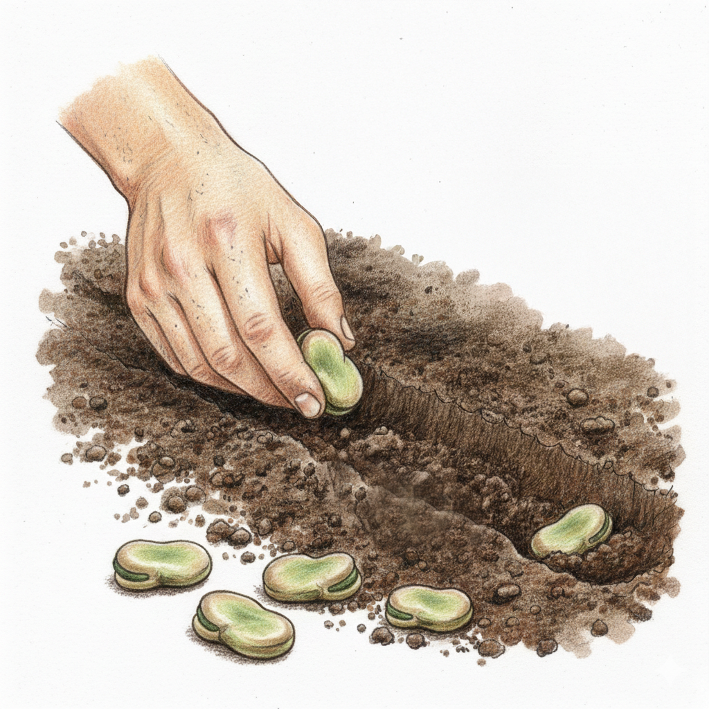 Planting broad beans in February