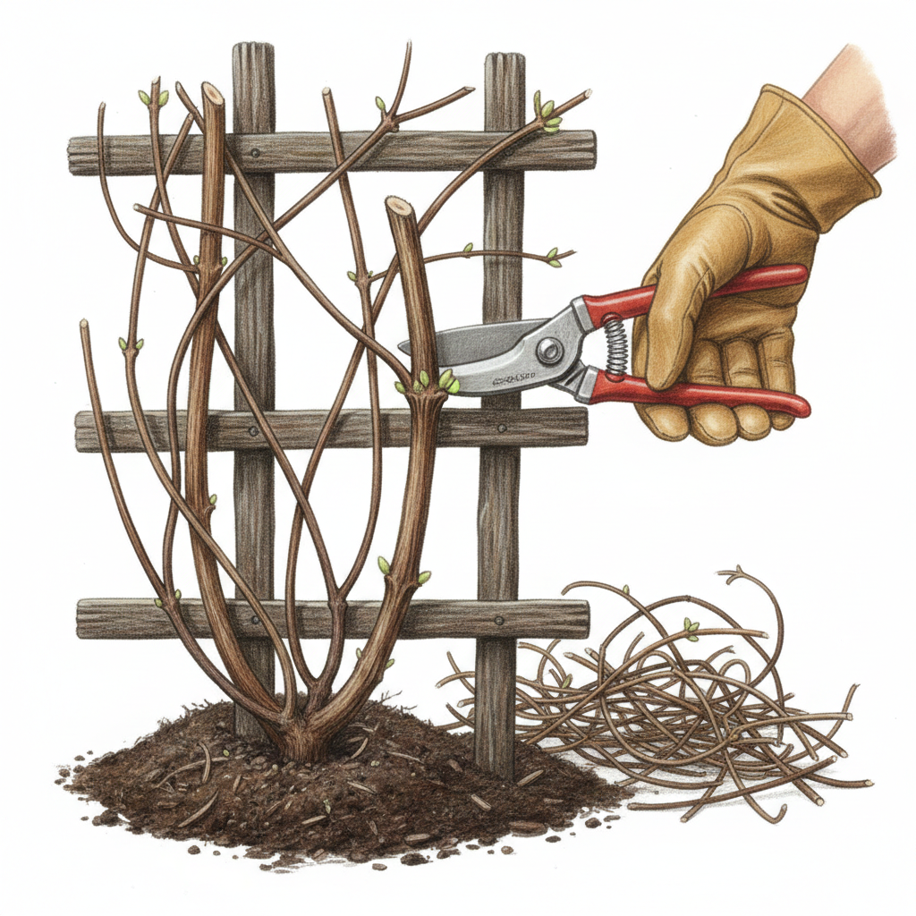 Prune late-flowering clematis in February