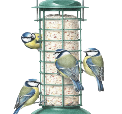 Suet log in a fat ball feeder