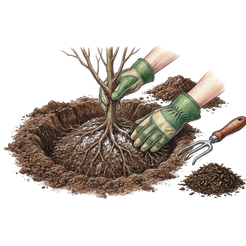 Planting a bare root shrub