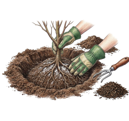 Planting a bare root shrub