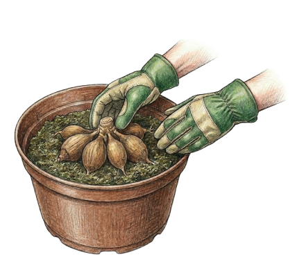 Potting up dahlia tubers