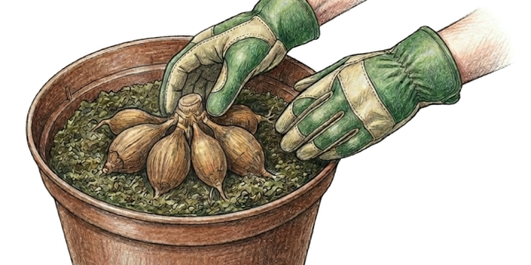 Potting up dahlia tubers