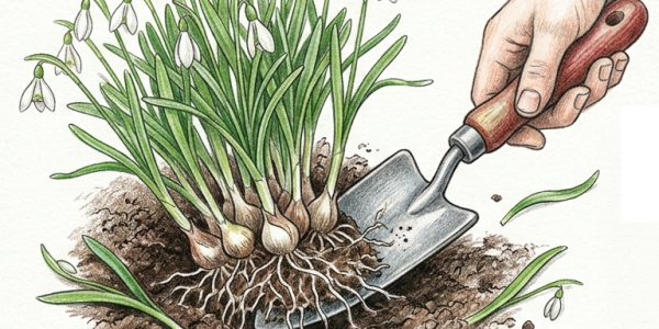 Snowdrops being lifted in March