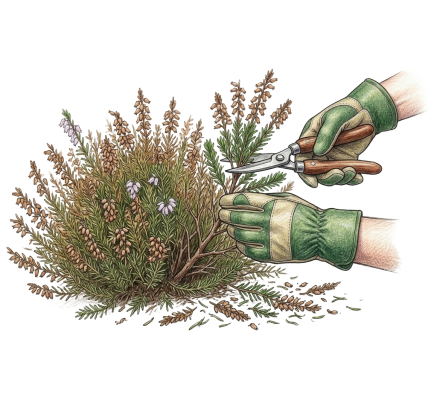 Winter-flowering heather having a March haircut