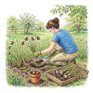 Digging up spent daffodils