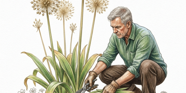 Cutting allium foliage