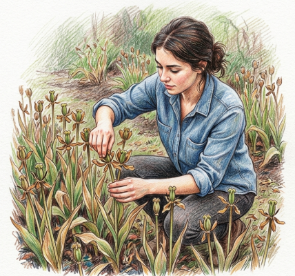 Deadheading tulips