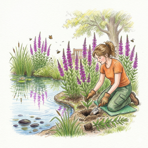 Planting purple loosestrife