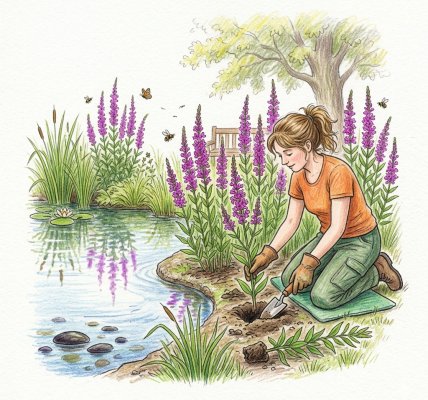 Planting purple loosestrife