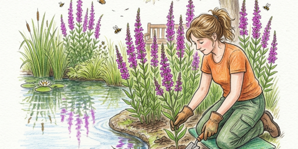 Planting purple loosestrife