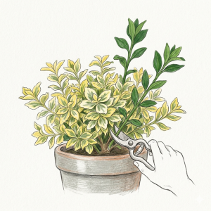 Variegated Euonymus fortunei-Reversion