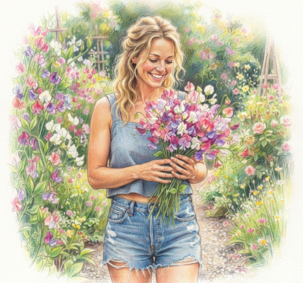 Keep picking sweet peas in July