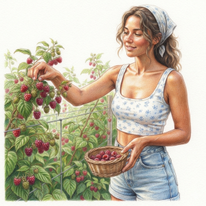 Picking raspberries