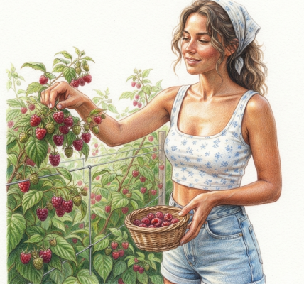 Picking raspberries
