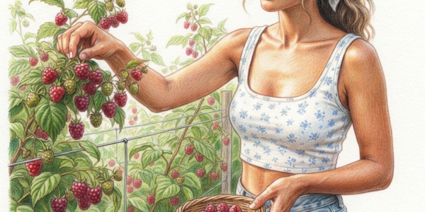 Picking raspberries