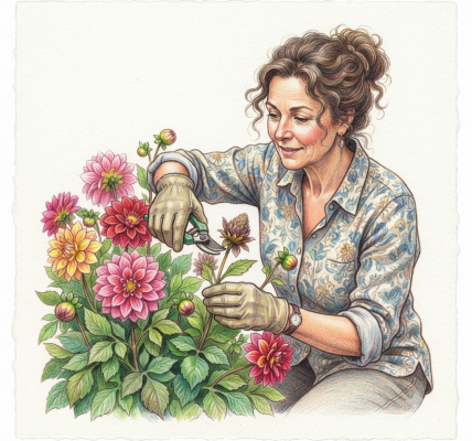 Deadheading dahlia plants