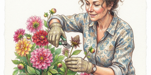 Deadheading dahlia plants